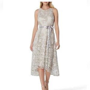 NWT Tahari Embroidered Floral Hi Low Midi Dress Sz 8